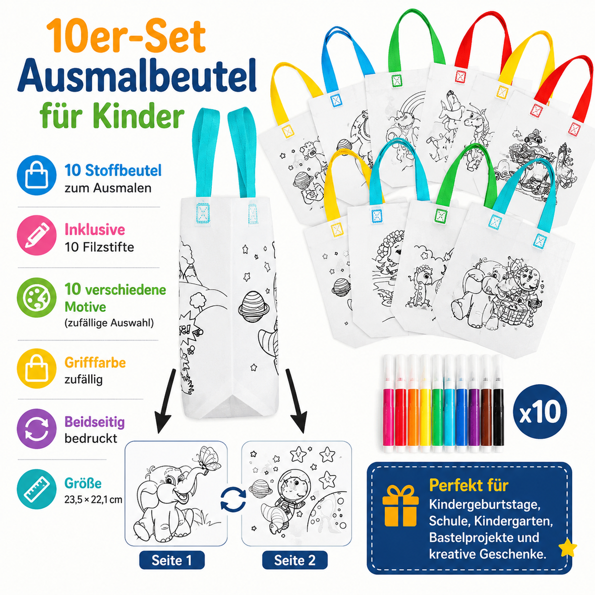 DIY-stoffen tassen om te beschilderen voor kinderen