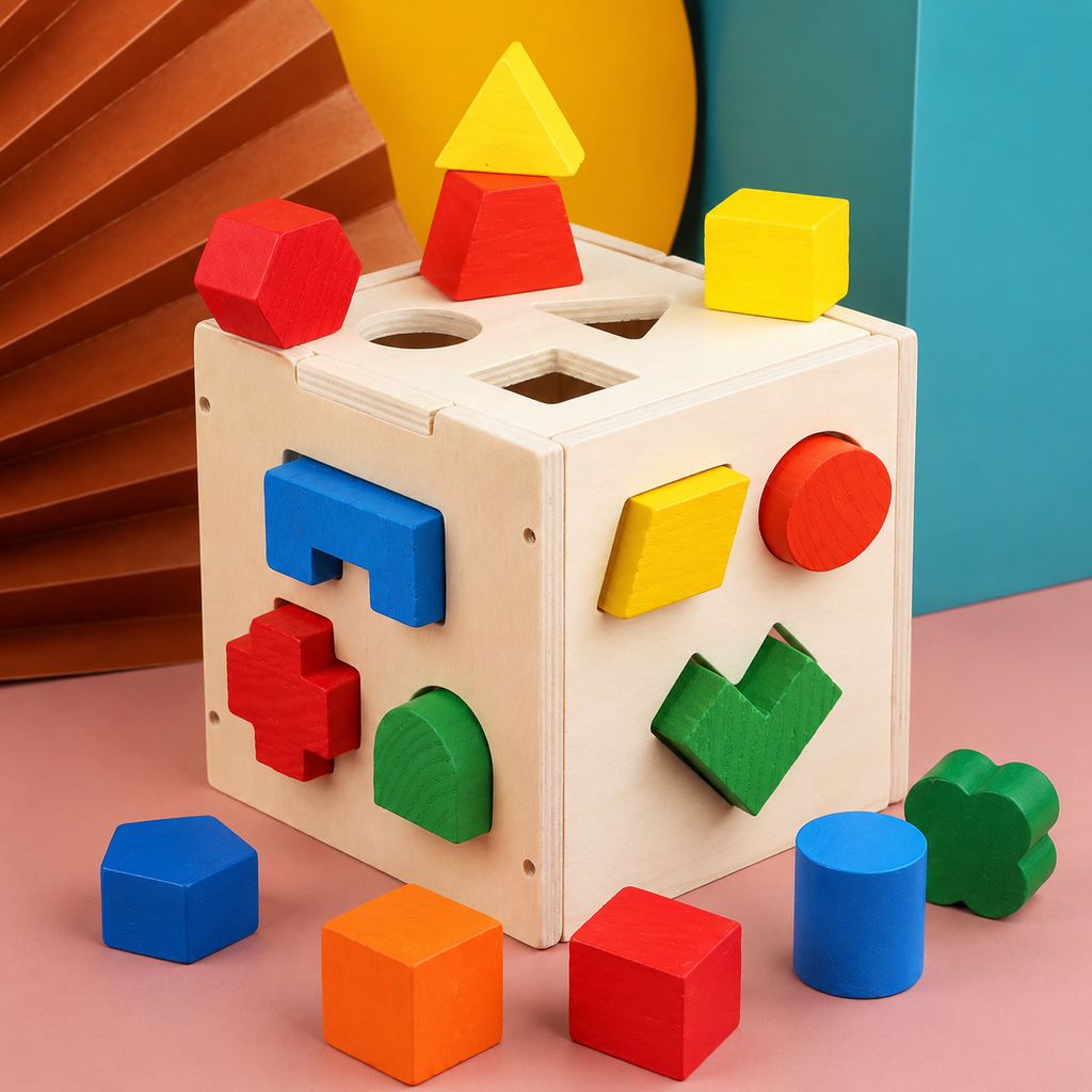 Montessori-houten vormenbox