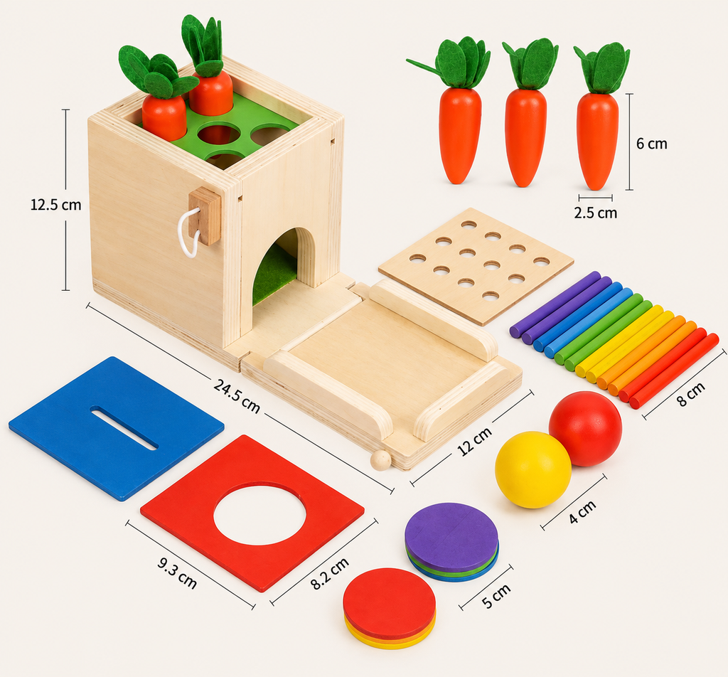 Montessori-objectpermanentiebox 4-in-1