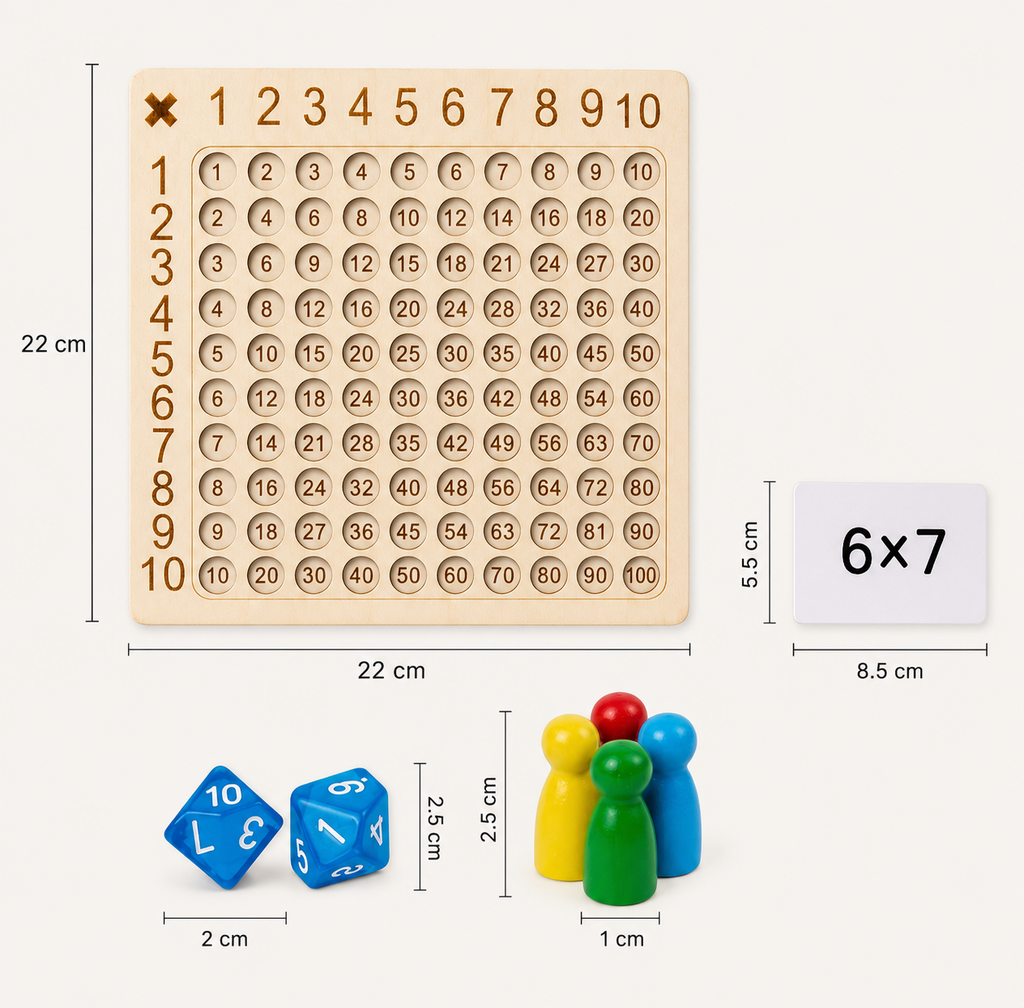 Montessori-houten tafelspel voor vermenigvuldigen