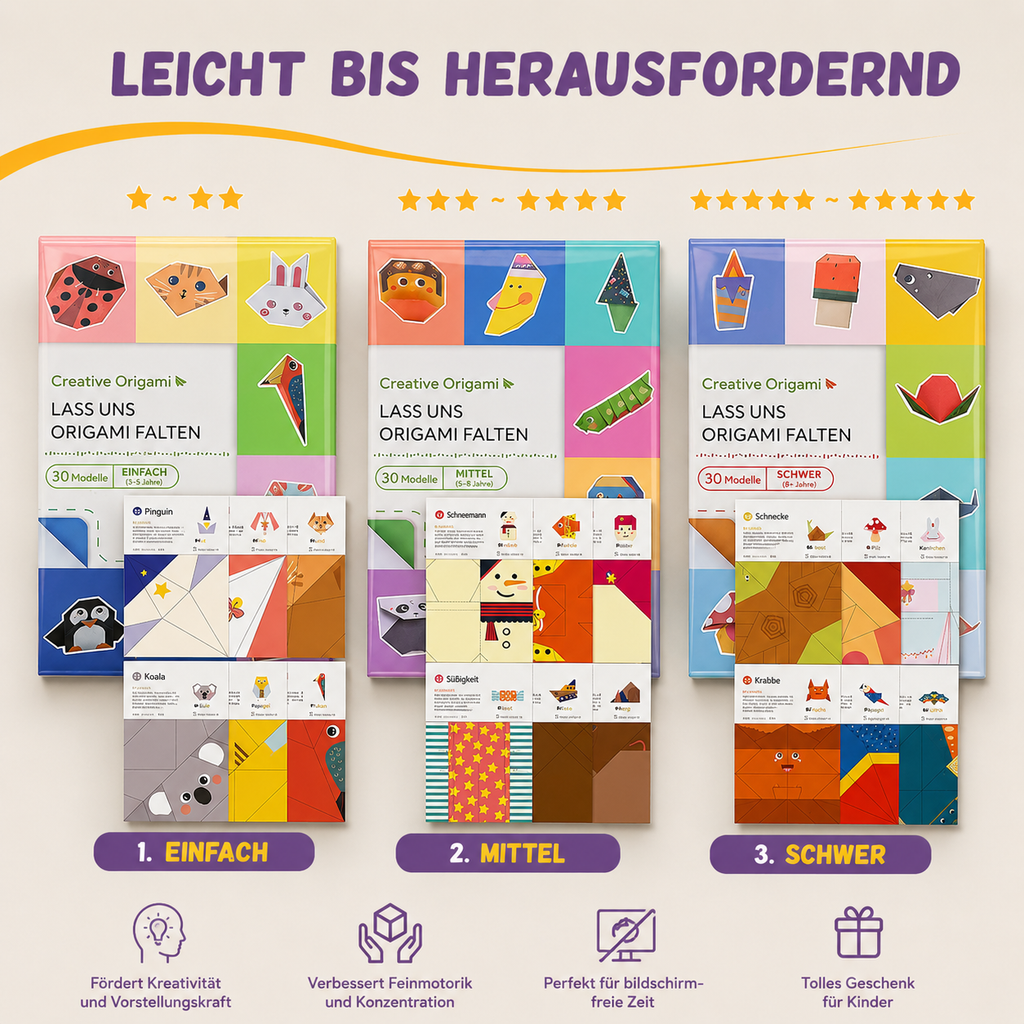 Origami-knutselset met handleiding voor kinderen