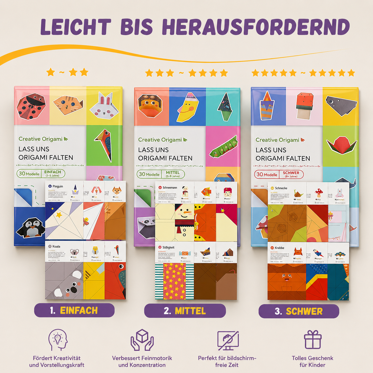 Origami-knutselset met handleiding voor kinderen