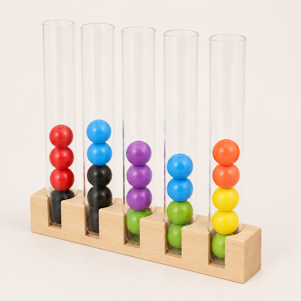 Montessori-kleursorteerspel met pincet