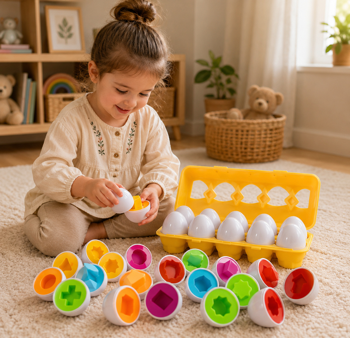 Montessori-schroefeieren met vormen & kleuren
