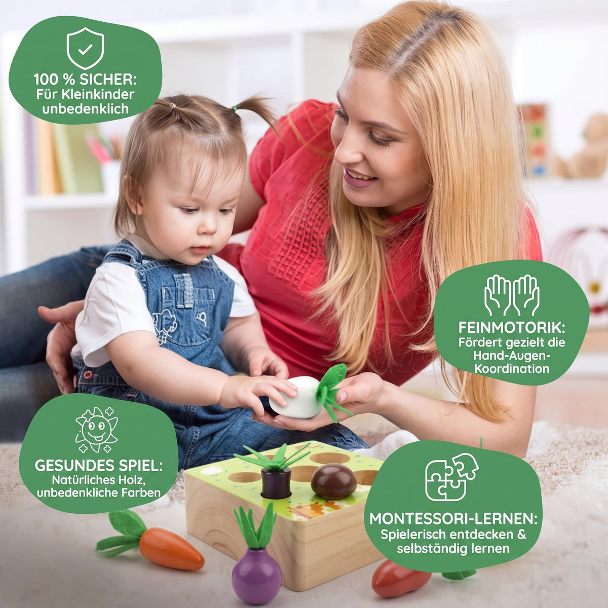 Montessori-houten groenteset