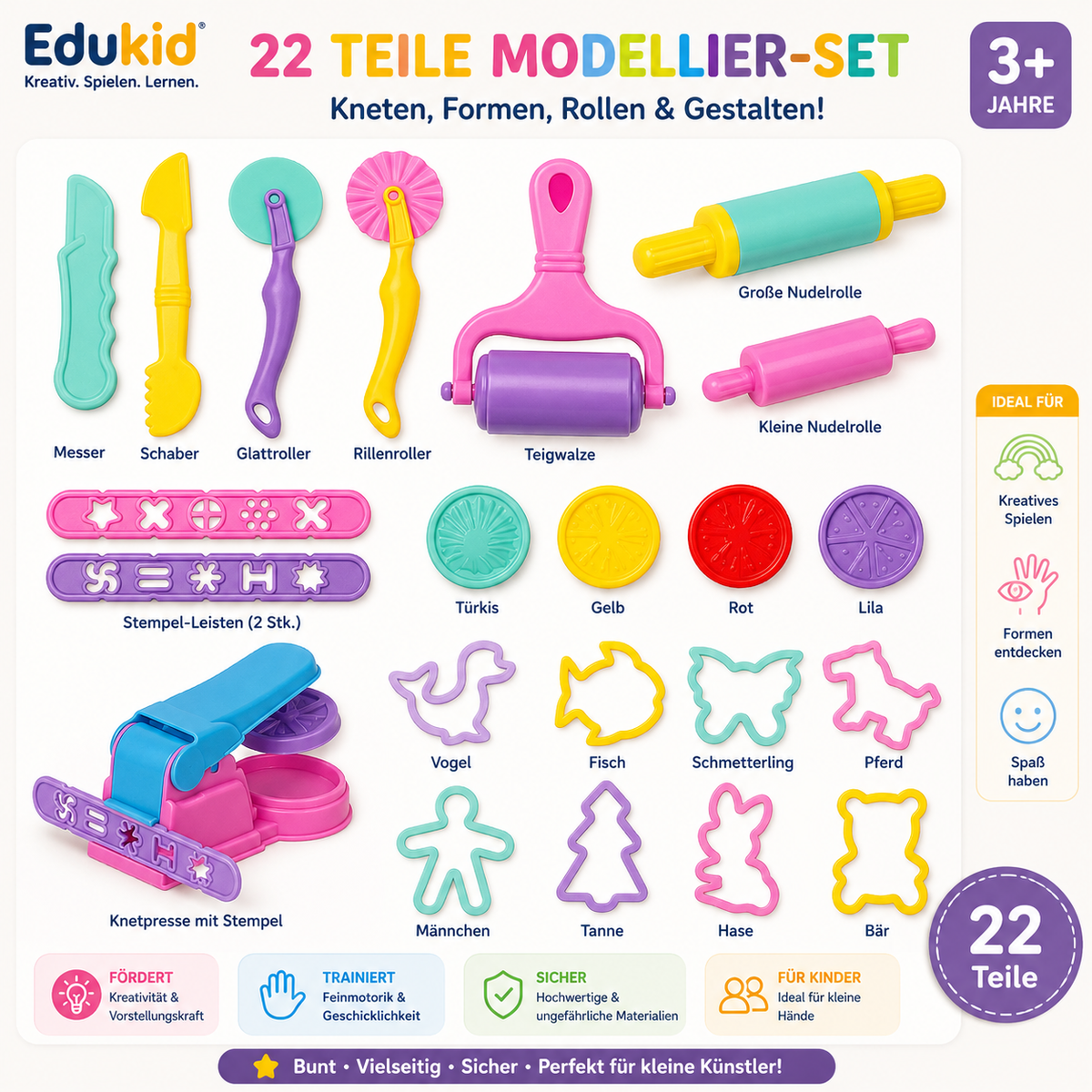 Kleigereedschapset met vormen voor kinderen