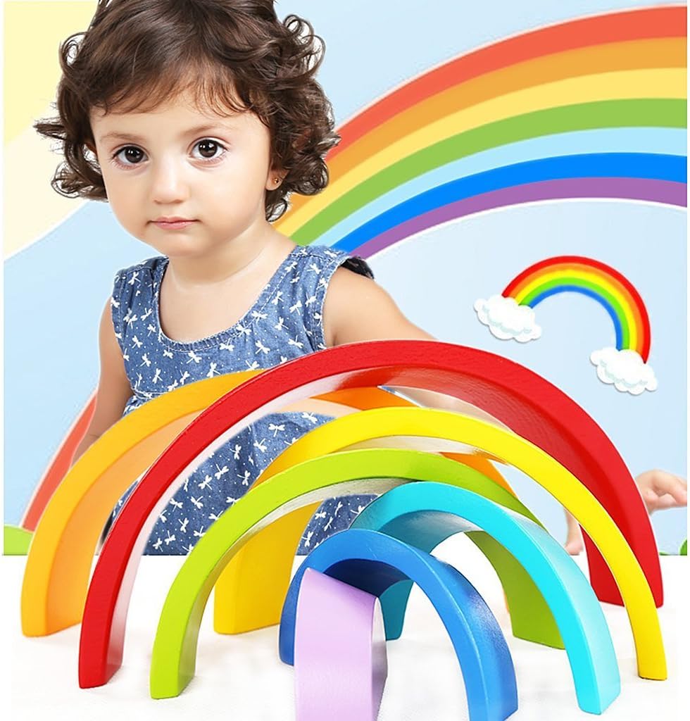 Montessori-houten regenboogpuzzel