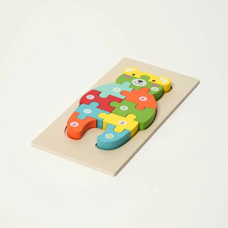 Montessori-houten puzzelset met dierenmotieven