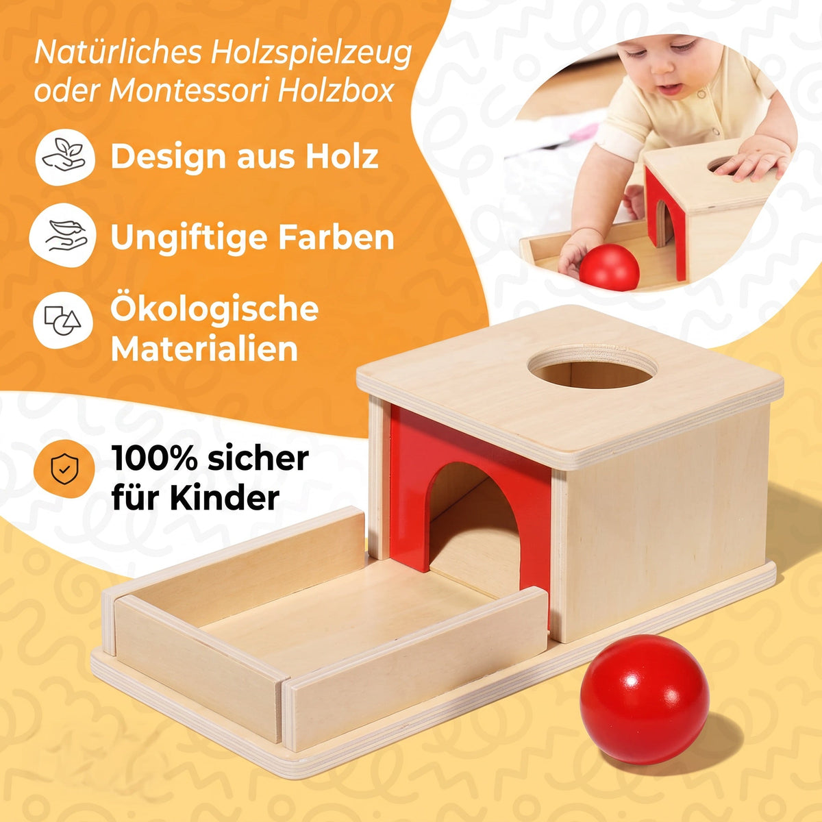 Montessori-objectpermanentiebox van hout