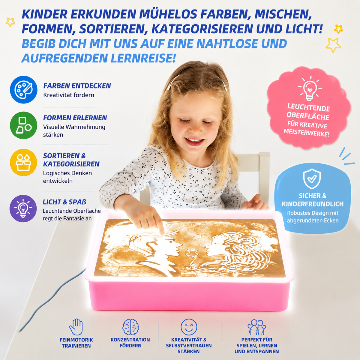 LED-zandtekenbord voor creatief tekenen