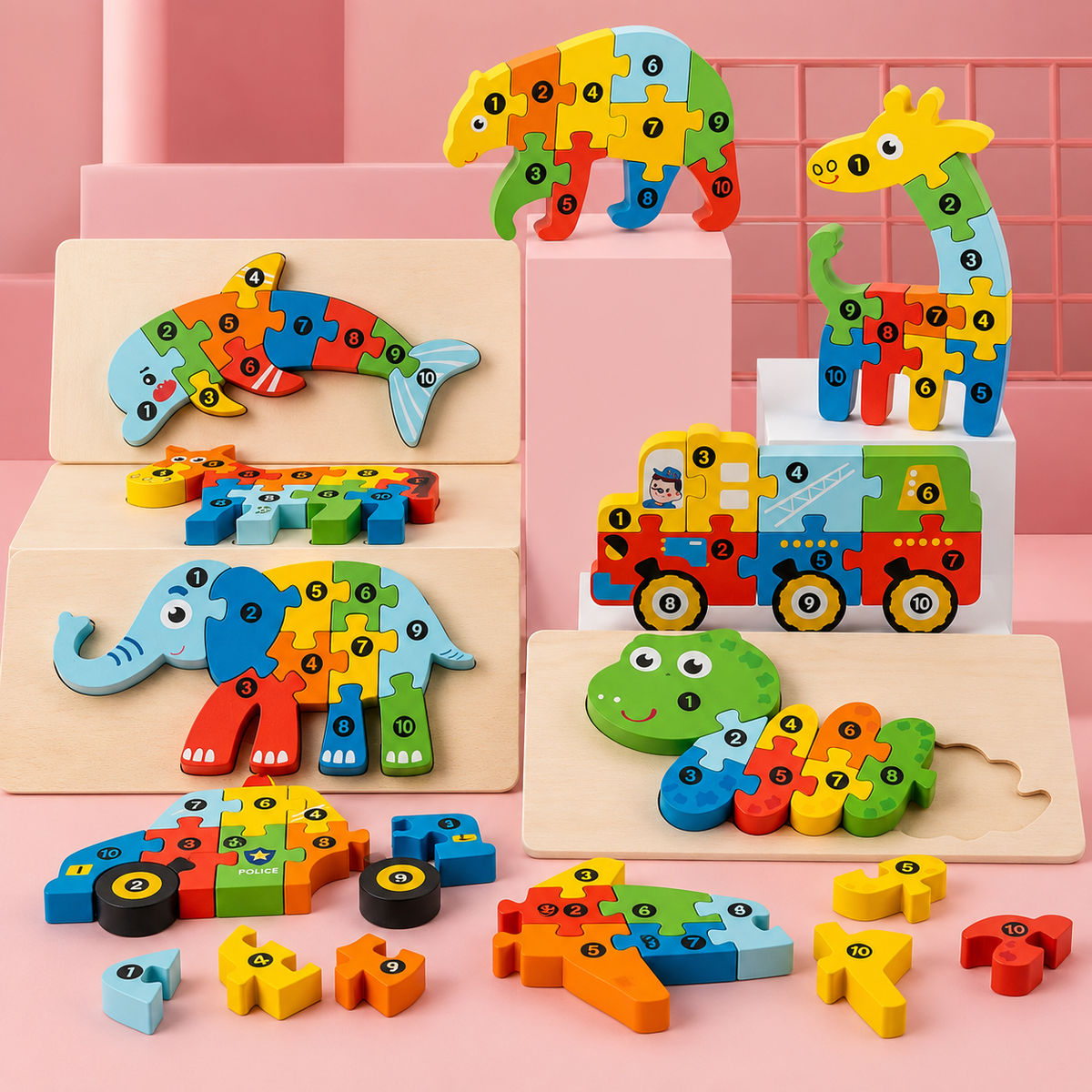 Montessori 3D-houten dierenpuzzel