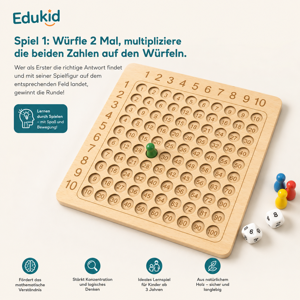 Montessori-houten tafelspel voor vermenigvuldigen