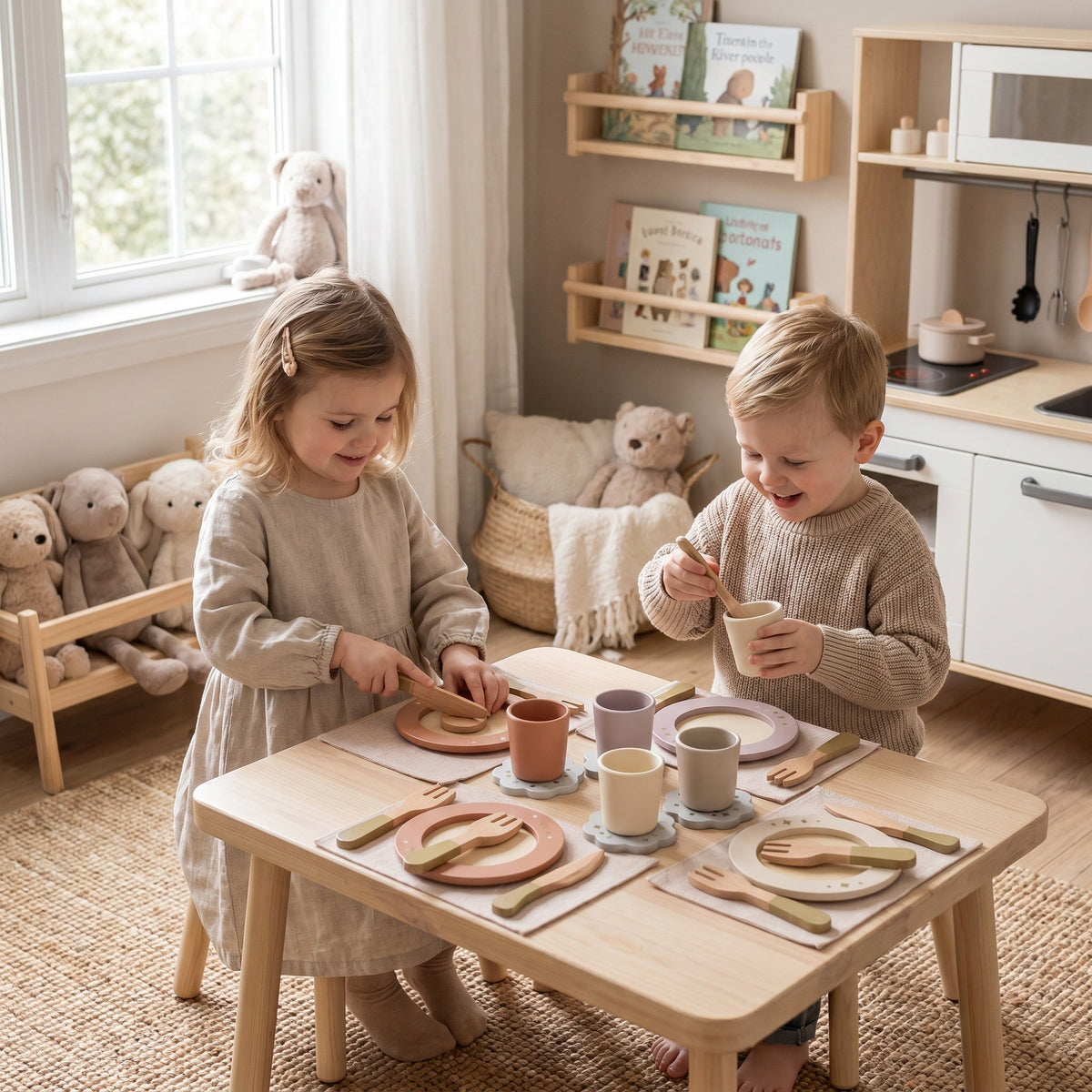 Montessori-houten servies voor kinderen