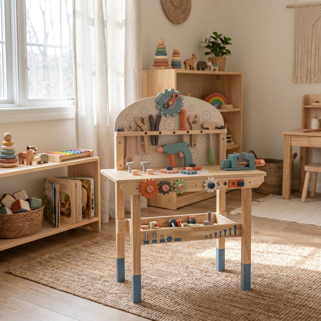 Montessori-werkbank met gereedschap