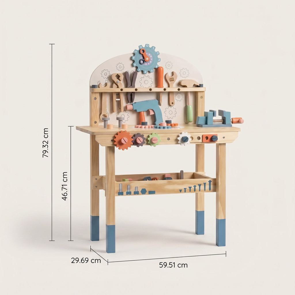Montessori-werkbank met gereedschap