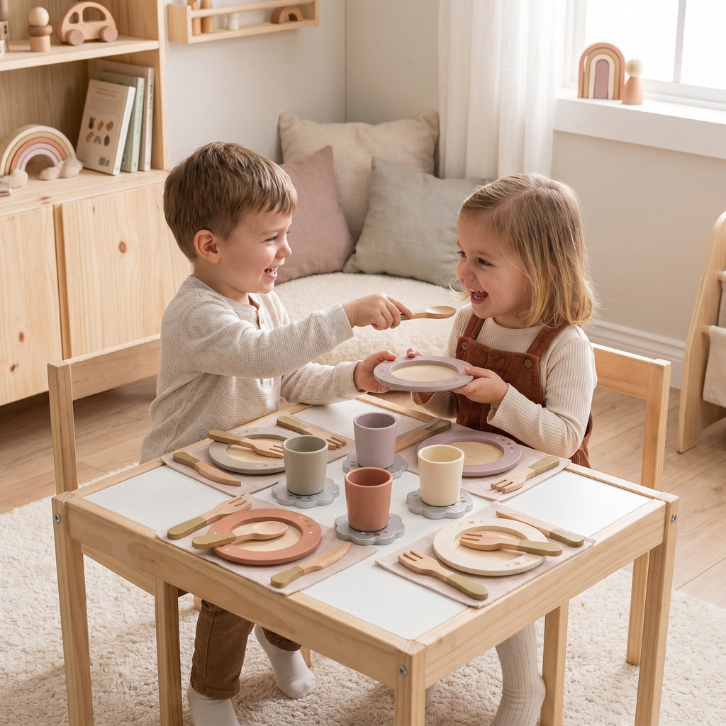 Montessori-houten servies voor kinderen