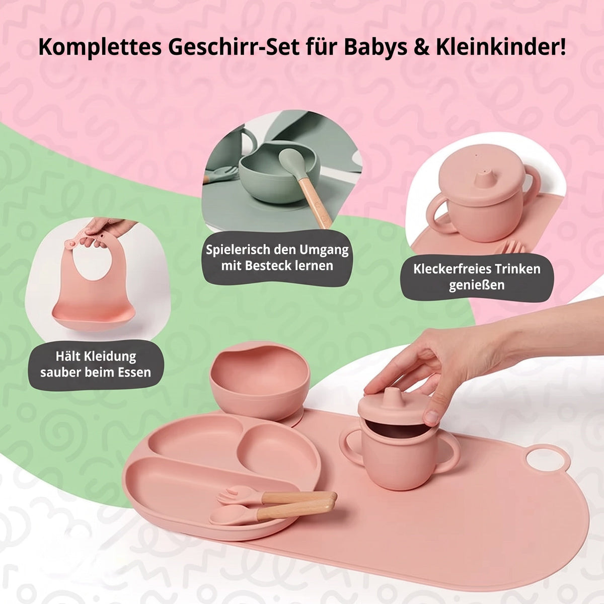 Montessori-siliconen eetset voor baby's