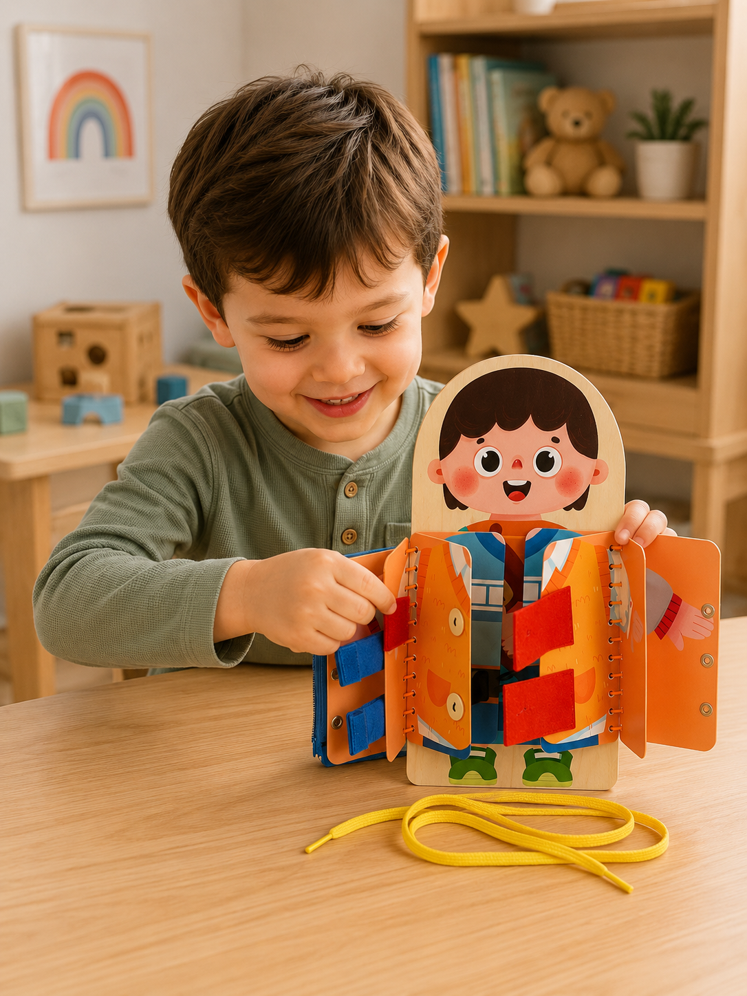 Montessori-busy board van hout
