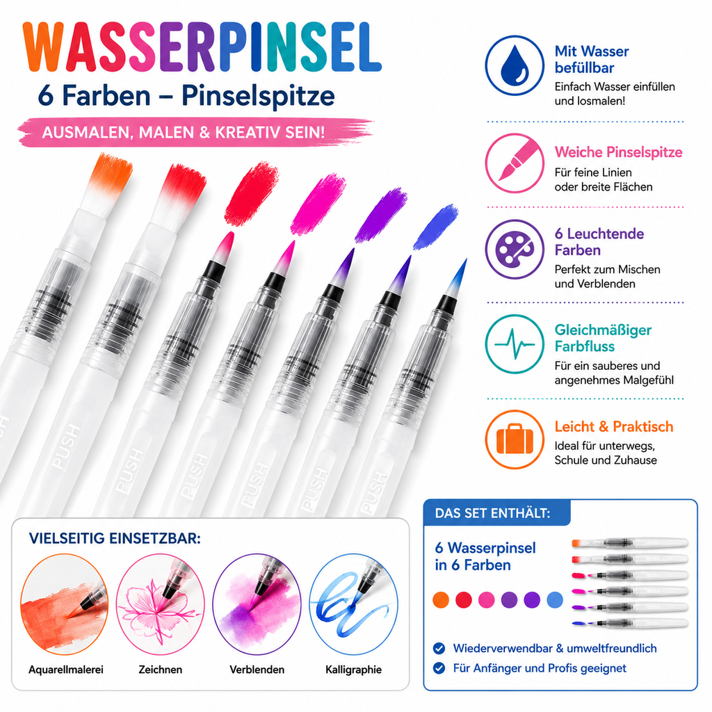 Draagbare houten aquarelset
