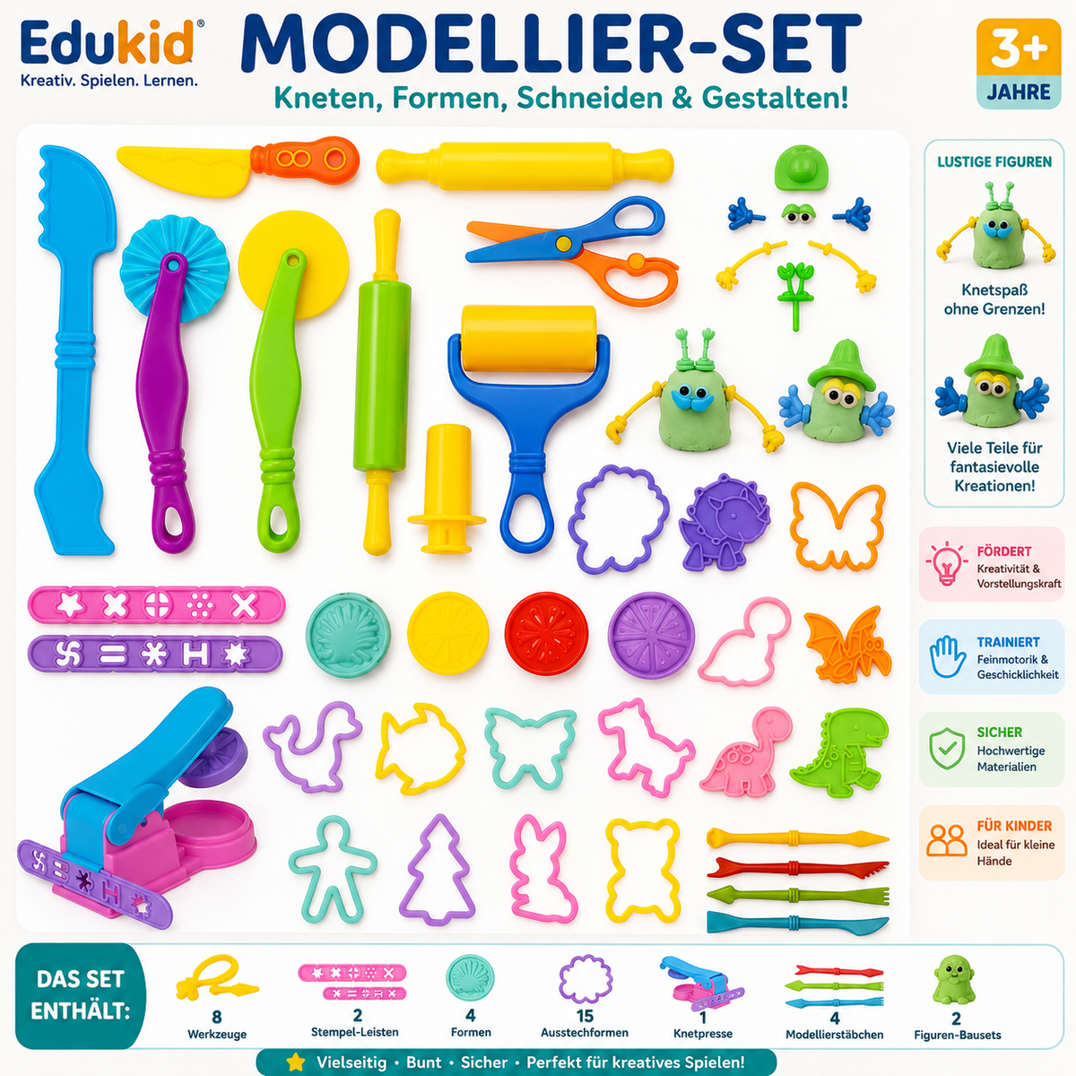 Kleigereedschapset met vormen voor kinderen