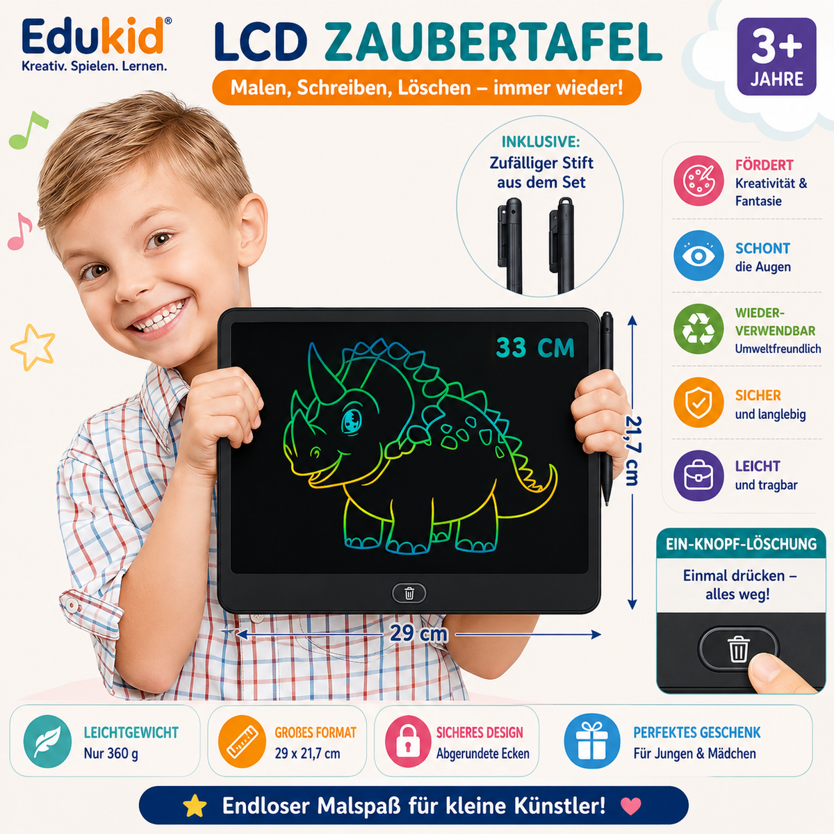 Herbruikbaar LCD-tekenbord voor kinderen