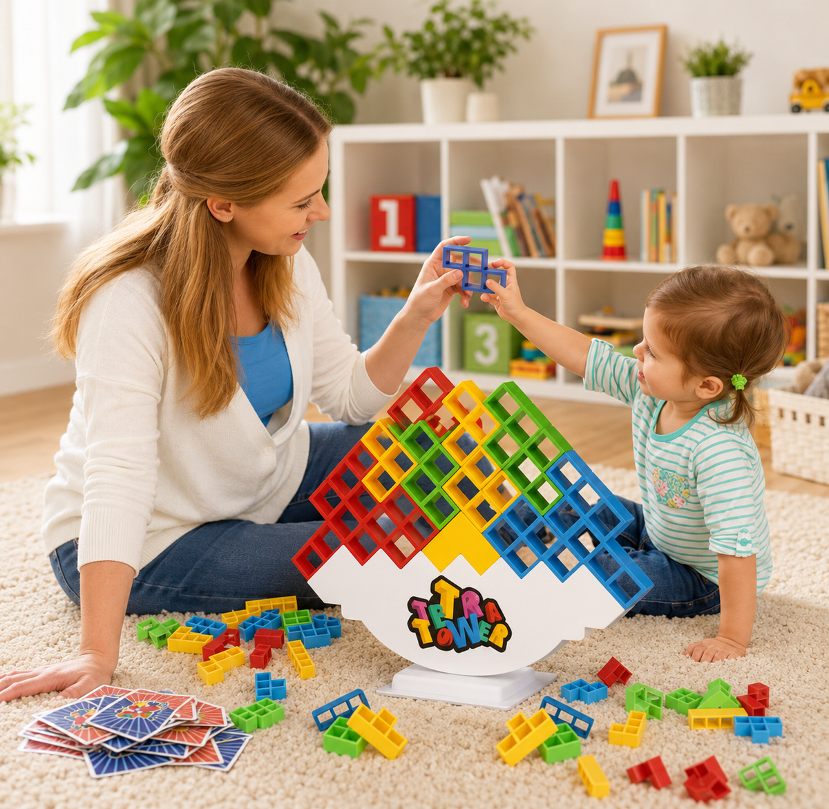Tetris-balansspel met bouwstenen