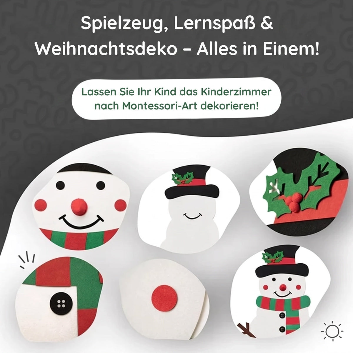 Montessori-vilten sneeuwpop om te versieren