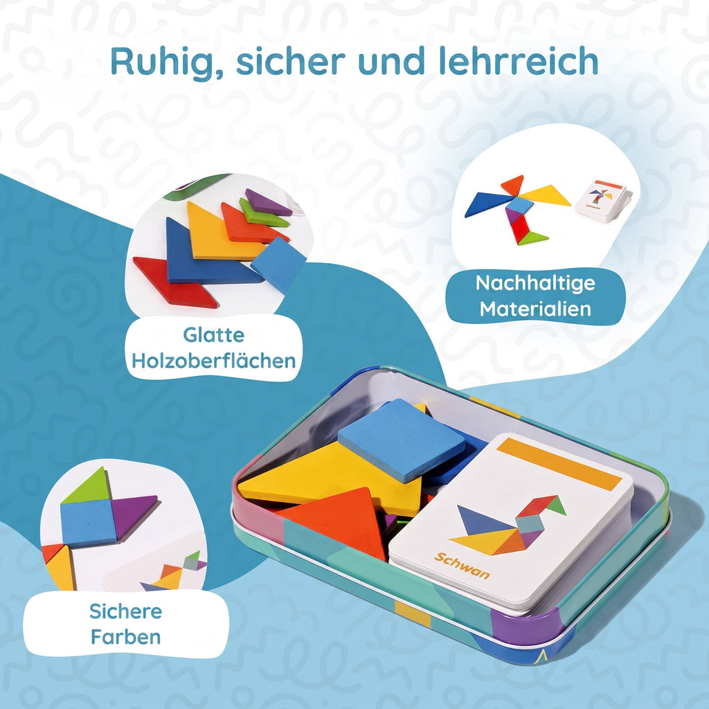 Montessori-tangrampuzzel met 25 kaarten