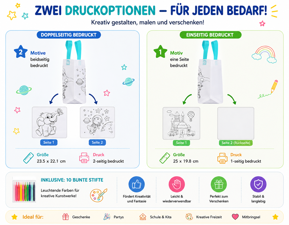 DIY-stoffen tassen om te beschilderen voor kinderen