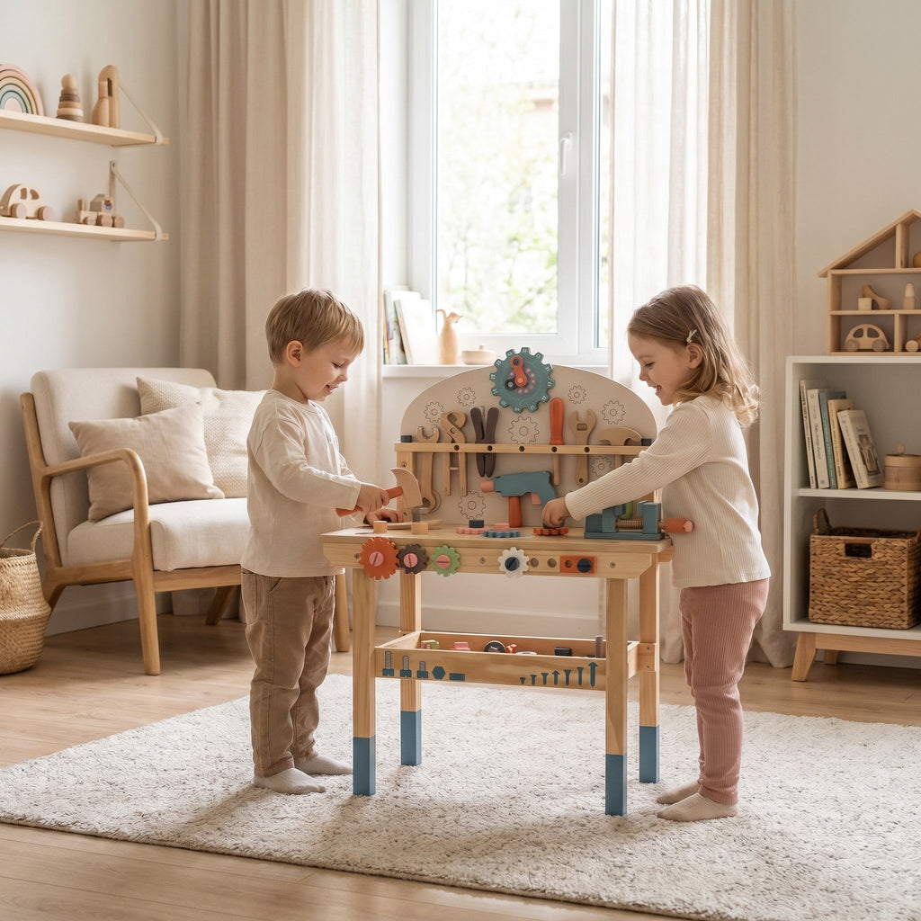 Montessori-werkbank met gereedschap