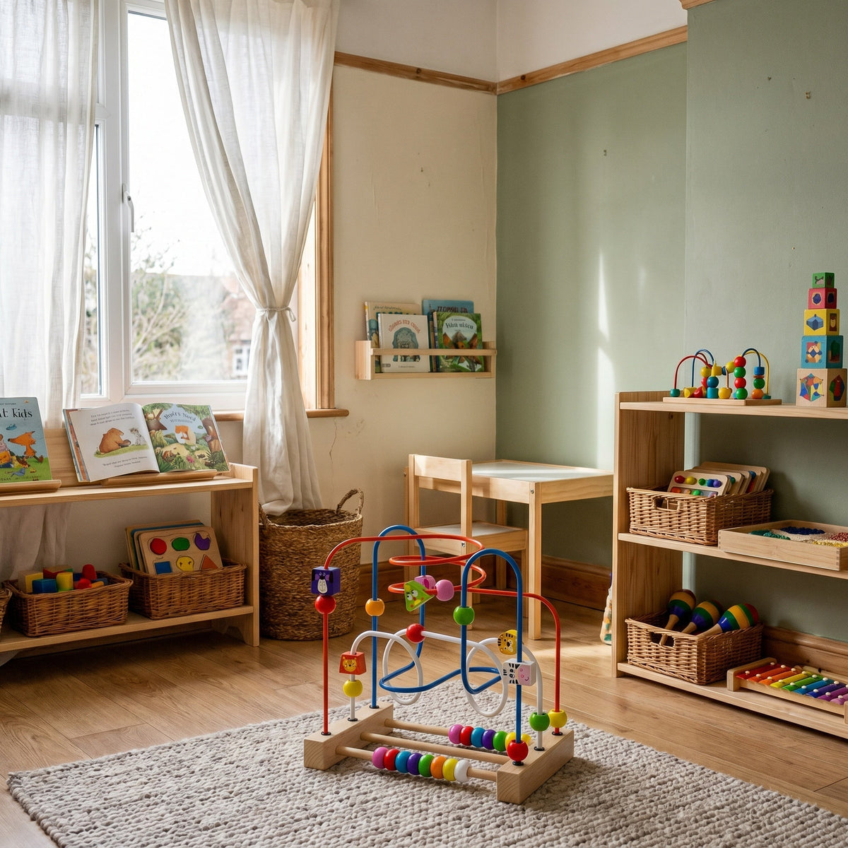 Montessori-motorieklabyrint van hout