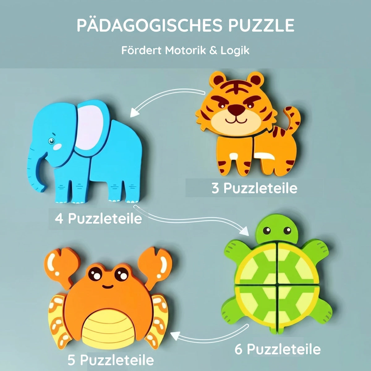 32 Montessori-houten puzzels met motieven