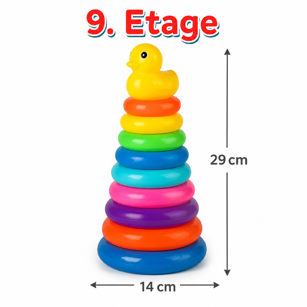 Montessori-stapeltoren met ringen & eend