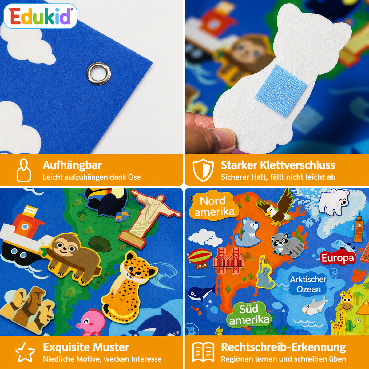 Interactieve vilten wereldkaart voor kinderen