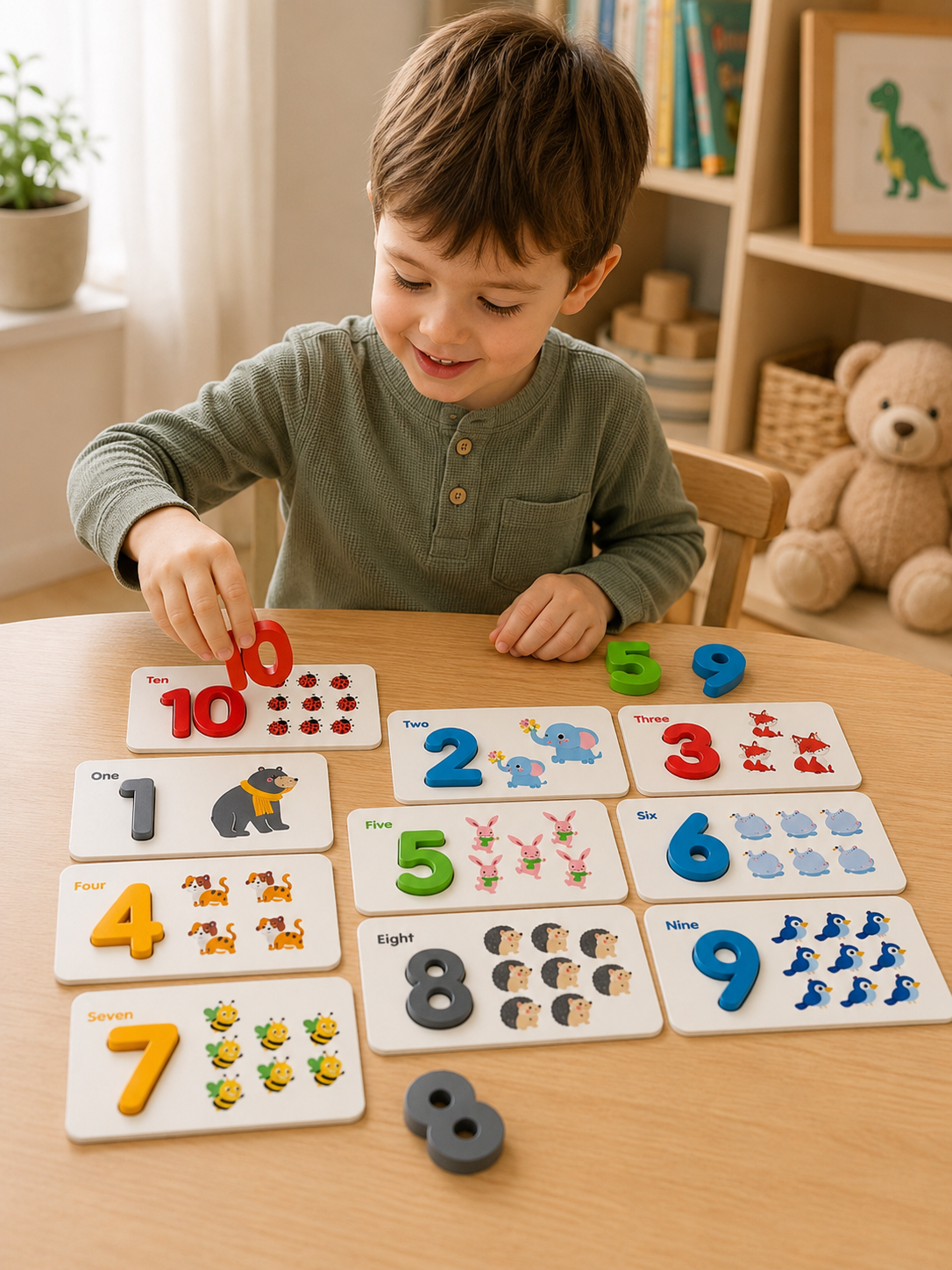 Montessori-houten cijferpuzzel