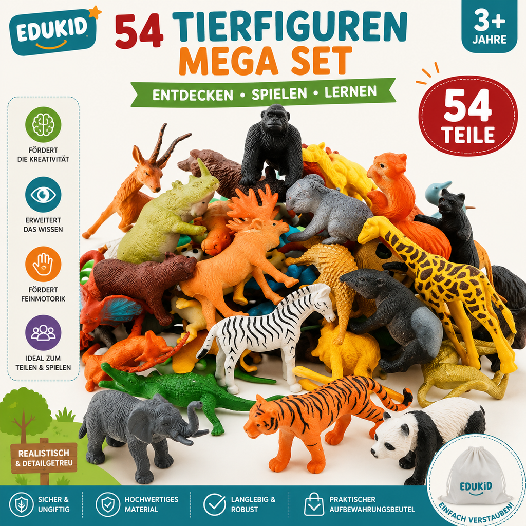 54-delige set dierenfiguren voor kinderen