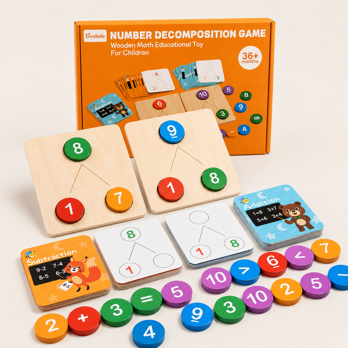 Montessori-houten rekenspel