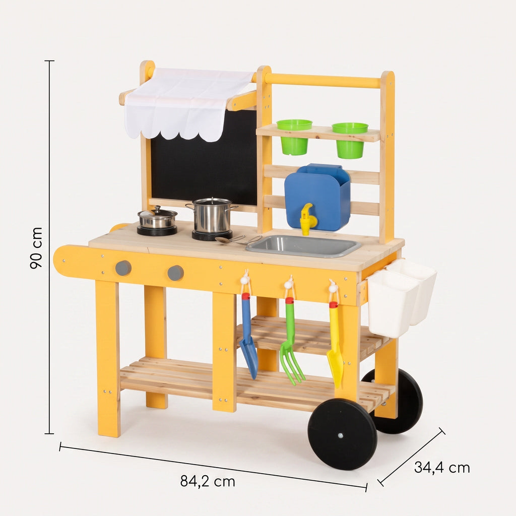 Montessori-tuinwinkel met speelkeuken