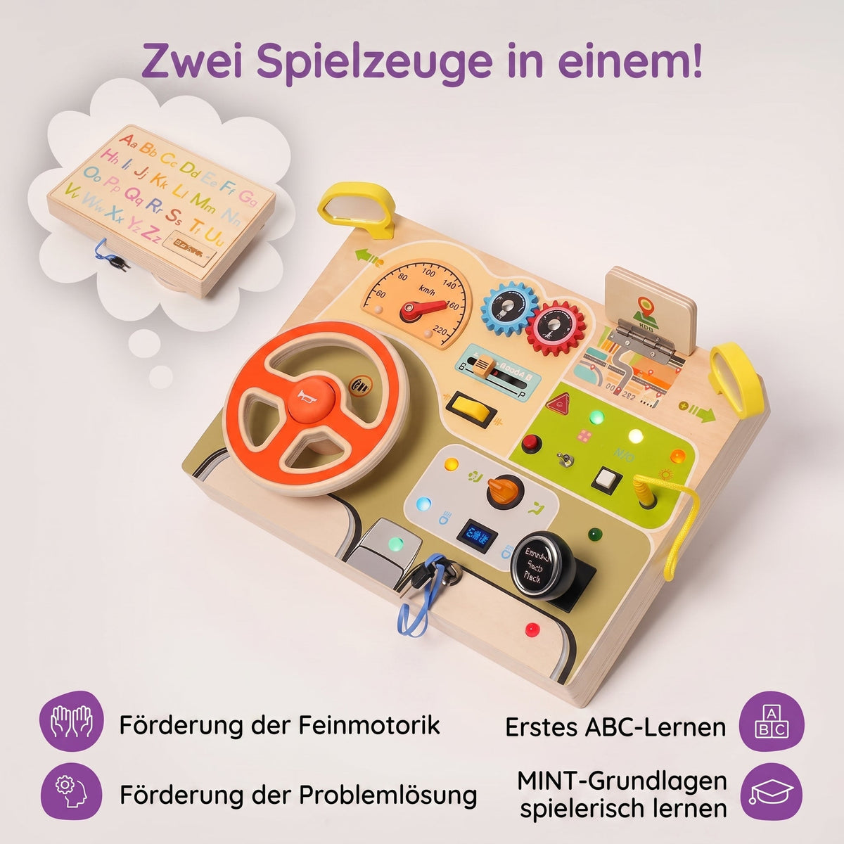 Montessori-activiteitenbord met bedieningselementen