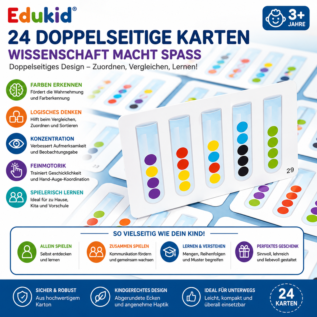 Montessori-kleursorteerspel met pincet