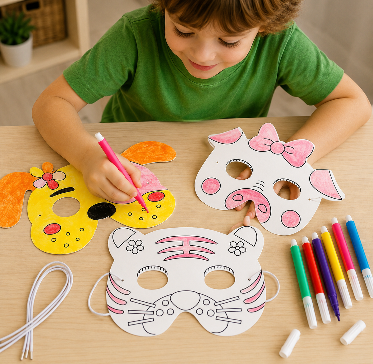 DIY-dierenmaskers om in te kleuren