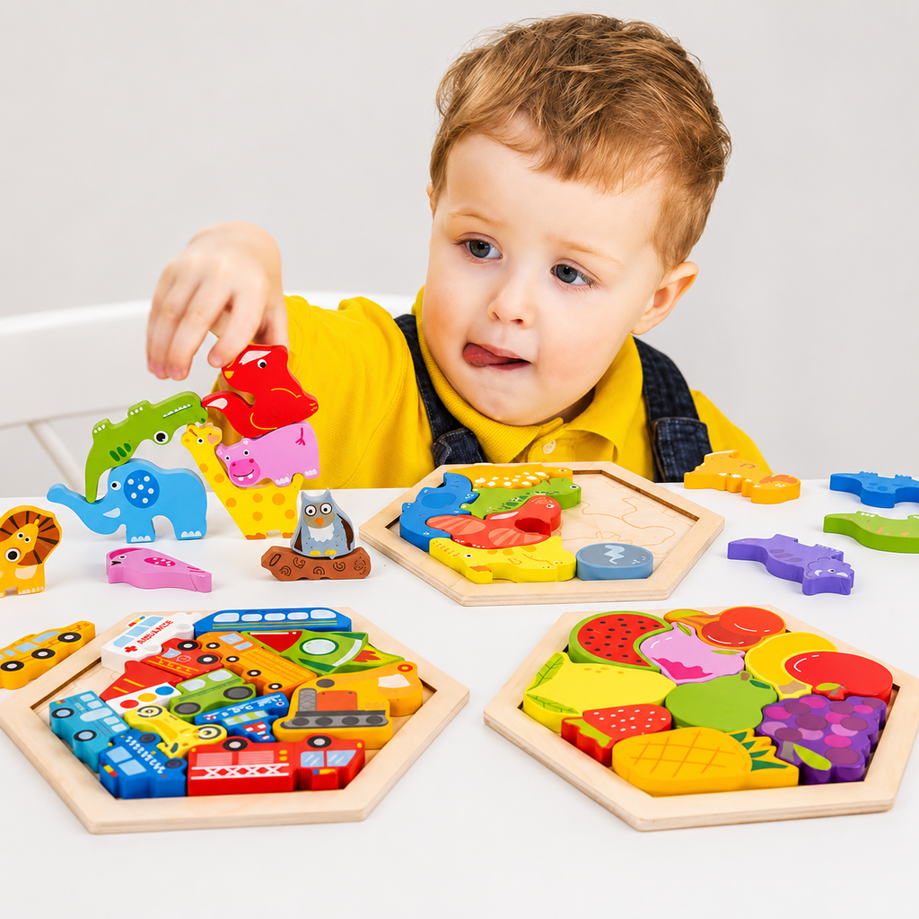 Montessori 3D-houten puzzel voor kinderen