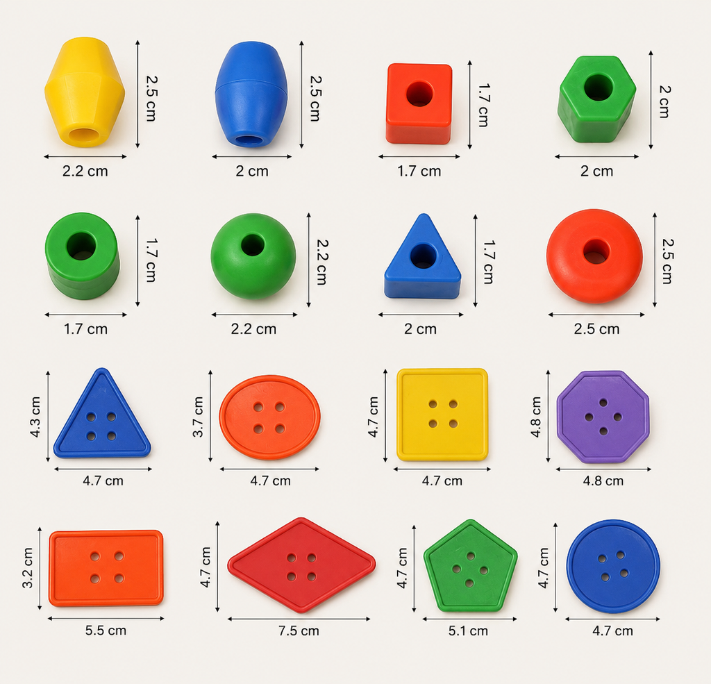 Montessori-rijgspel met vormen & kleuren