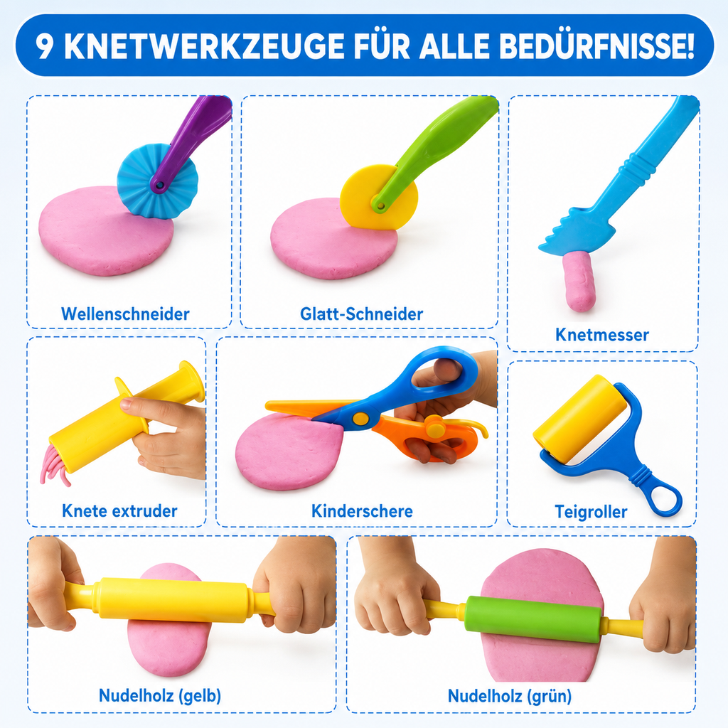 Kleigereedschapset met vormen voor kinderen