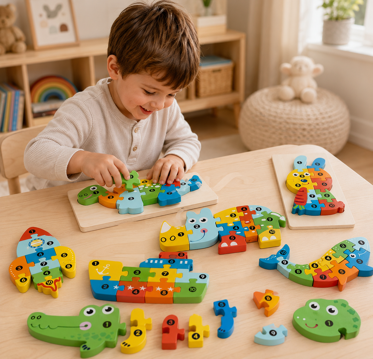 Montessori 3D-houten dierenpuzzel