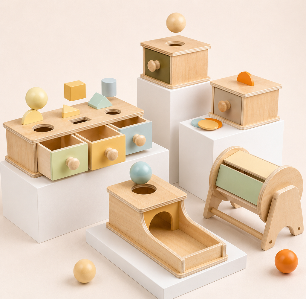 Montessori-objectpermanentiebox 4-in-1