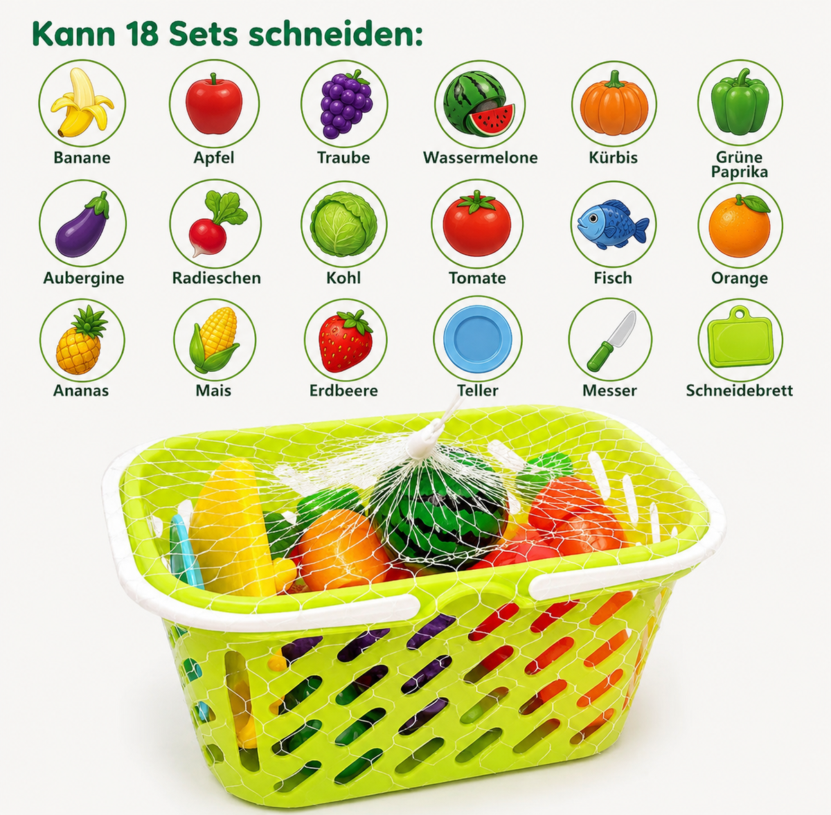 Montessori-snijset met fruit & groenten