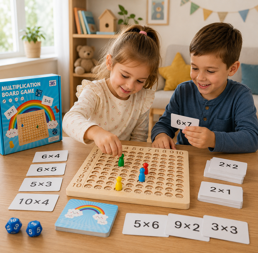 Montessori-houten tafelspel voor vermenigvuldigen