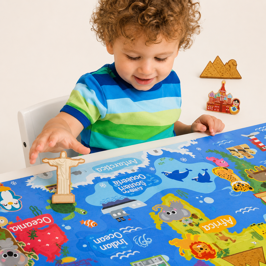 Interactieve vilten wereldkaart voor kinderen