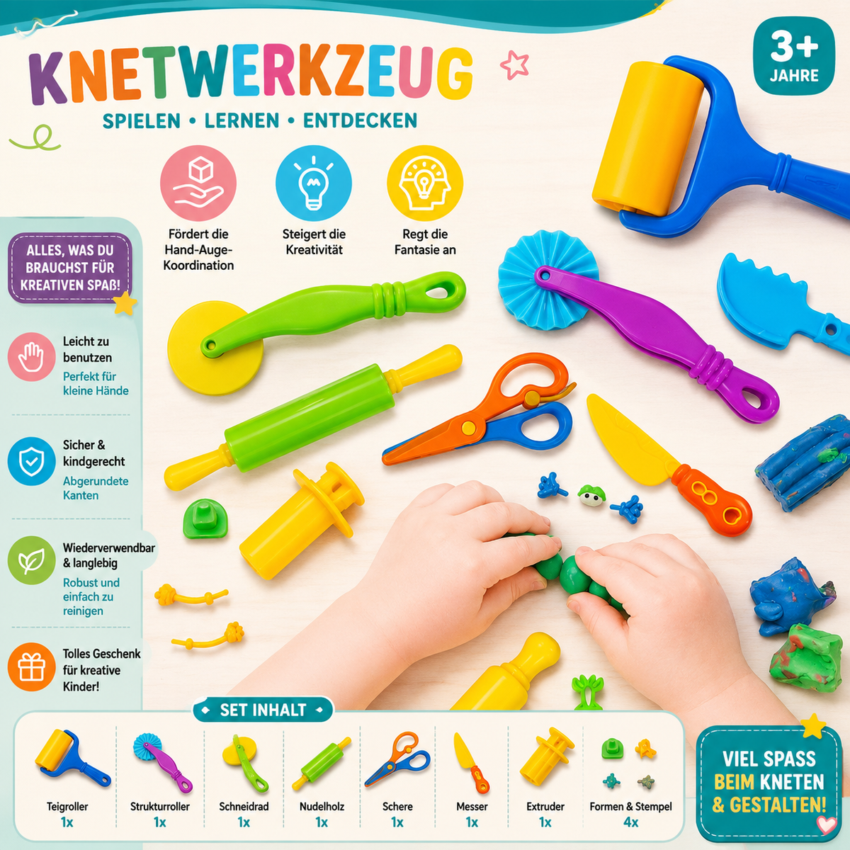 Kleigereedschapset met vormen voor kinderen